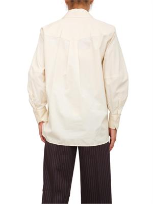 Camicia Marella con cravatta e fiore in popeline di cotone crema in DONNA