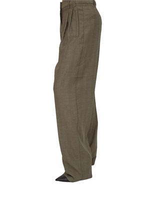 Pantalone carrot Marella in saglia di misto lana verde in DONNA