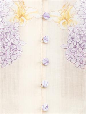 TWIN-SET Camicia maniche lunghe Twinset in ramiè beige con fantasia floreale in DONNA