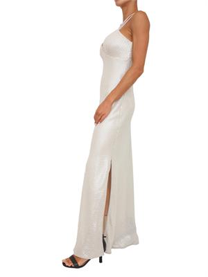 TWIN-SET Abito lungo beige Twinset con ricamo di paillettes in DONNA