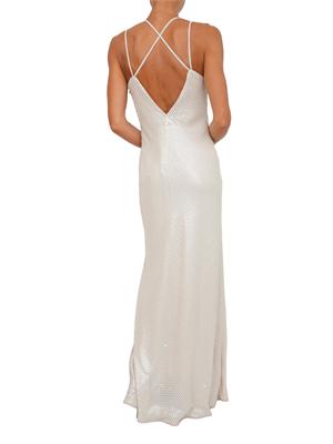 TWIN-SET Abito lungo beige Twinset con ricamo di paillettes in DONNA