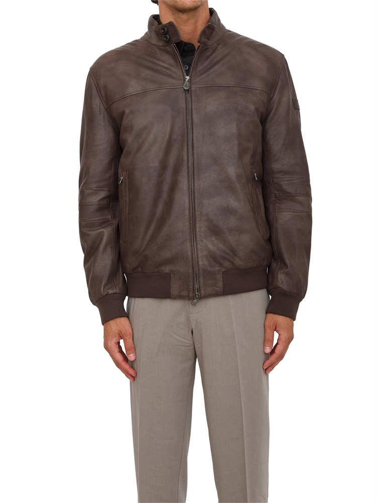Bomber in pelle marrone Peuterey effetto vintage