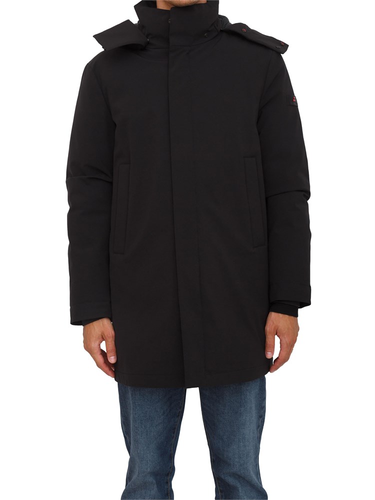 Giaccone tecnico nero Peuterey in tessuto riciclato