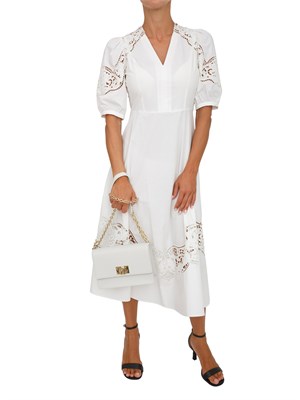 TWIN-SET Abito lungo Twinset in popeline sangallo bianco in DONNA