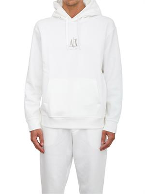 Felpa bianca Armani Exchange in jersey di cotone con cappuccio in UOMO