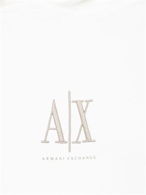 Felpa bianca Armani Exchange in jersey di cotone con cappuccio in UOMO
