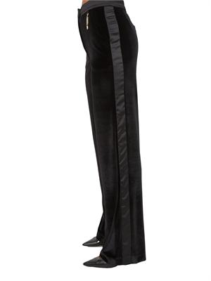 Pantaloni palazzo Fracomina in velluto nero con banda lucida in DONNA