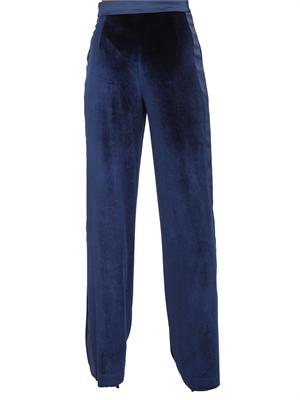 Pantaloni palazzo Fracomina in velluto blu con banda lucida in DONNA