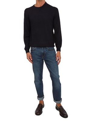 Maglione girocollo blu Armani Exchange in lana vergine in UOMO