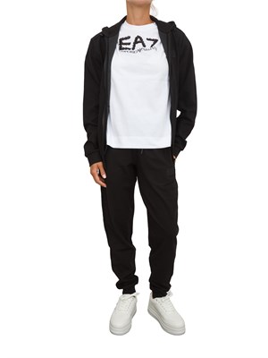 Pantalone tuta donna EA7 Emporio Armani in misto viscosa nero con trama canneté in DONNA