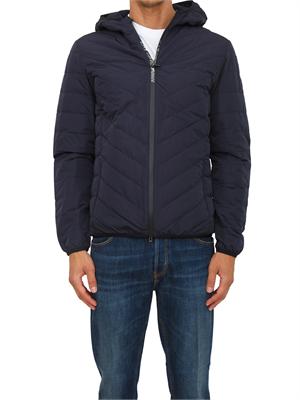 EA7 EMPORIO ARMANI Piumino blu EA7 packable con cappuccio Premium Shield in UOMO