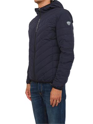 EA7 EMPORIO ARMANI Piumino blu EA7 packable con cappuccio Premium Shield in UOMO