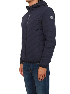 EA7 EMPORIO ARMANI Piumino blu EA7 packable con cappuccio Premium Shield in UOMO
