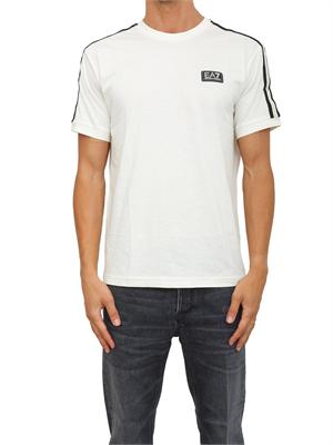 EA7 EMPORIO ARMANI T-shirt avorio EA7 Logo Series in jersey di cotone in UOMO