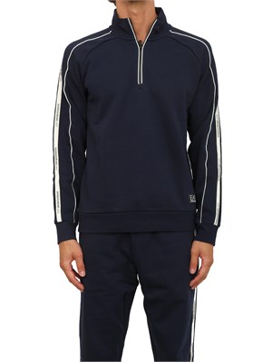 EA7 EMPORIO ARMANI Felpa blu EA7 Logo Series in misto cotone in UOMO