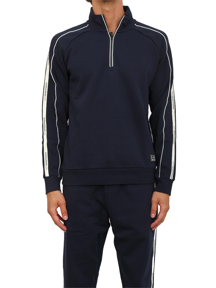 EA7 EMPORIO ARMANI Felpa blu EA7 Logo Series in misto cotone