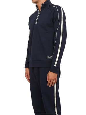 EA7 EMPORIO ARMANI Felpa blu EA7 Logo Series in misto cotone in UOMO