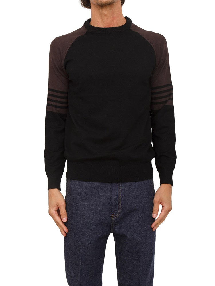 Maglia girocollo Richmond X uomo in misto lana nero e marrone