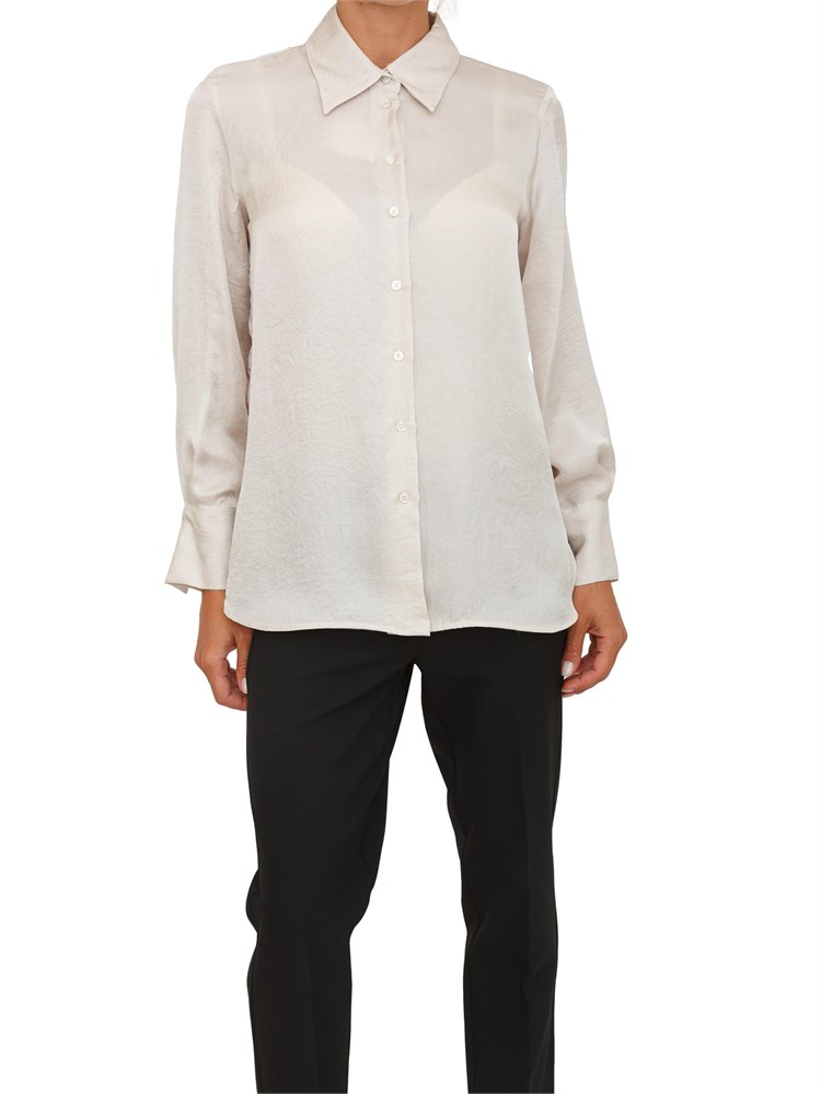 MARELLA Camicia Maerlla in tessuto avorio effetto crespo relaxed fit