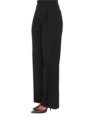TWIN-SET Pantaloni Twinset in viscosa nera con vita alta e modello palazzo in DONNA