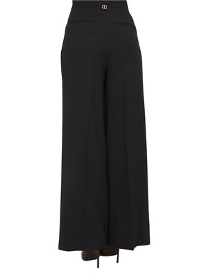 TWIN-SET Pantaloni Twinset in viscosa nera con vita alta e modello palazzo in DONNA