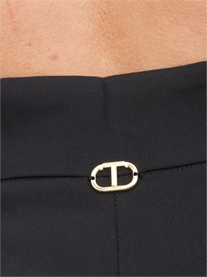 TWIN-SET Pantaloni Twinset in viscosa nera con vita alta e modello palazzo in DONNA