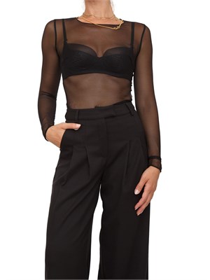 Body Elisabetta Franchi in tulle trasparente nero con collana in DONNA