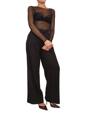 Body Elisabetta Franchi in tulle trasparente nero con collana in DONNA