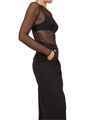Body Elisabetta Franchi in tulle trasparente nero con collana in DONNA