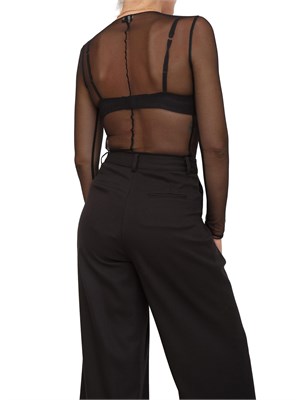 Body Elisabetta Franchi in tulle trasparente nero con collana in DONNA