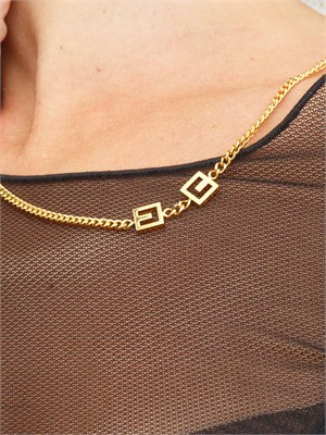 Body Elisabetta Franchi in tulle trasparente nero con collana in DONNA