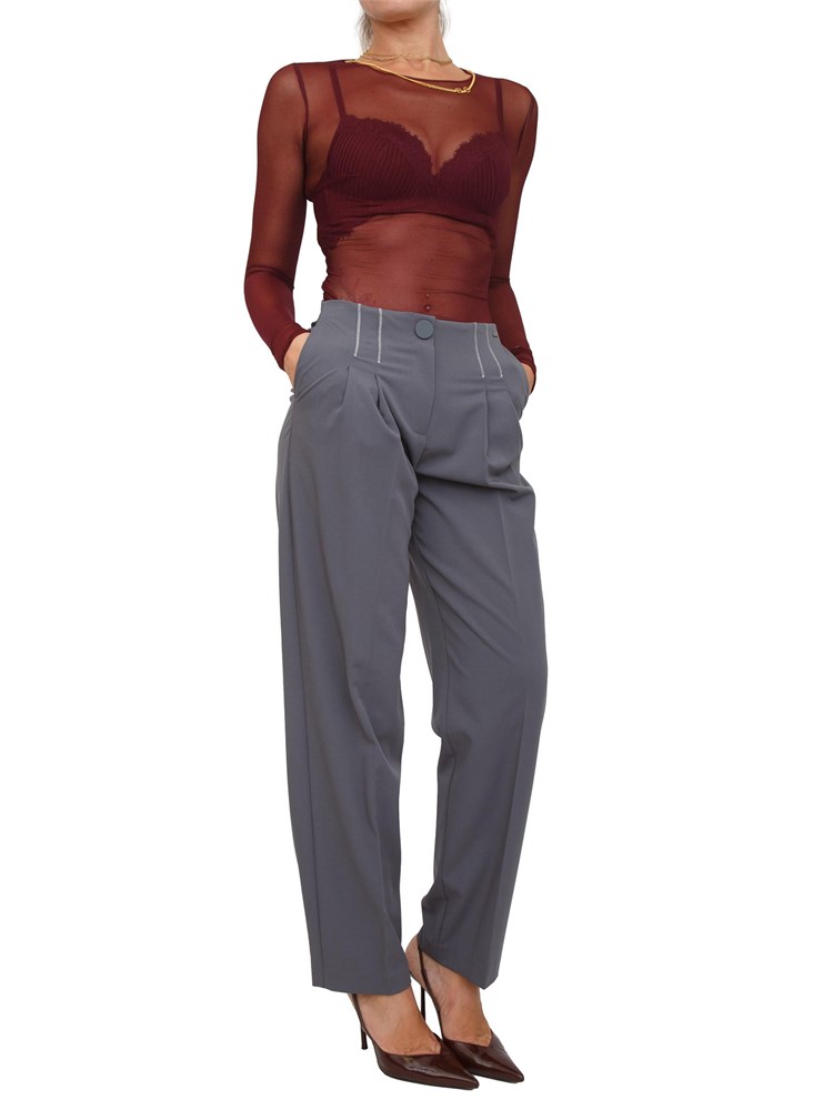 Body Elisabetta Franchi in tulle trasparente bordeaux con collana