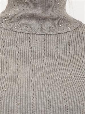 Maglia dolcevita grigia Fracomina in viscosa con strass in DONNA