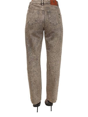 Jeans flare Fracomina in denim taupe con strass in DONNA