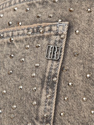 Jeans flare Fracomina in denim taupe con strass in DONNA