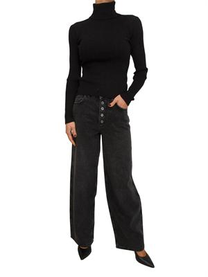 Maglia nera dolcevita Fracomina in viscosa con strass in DONNA