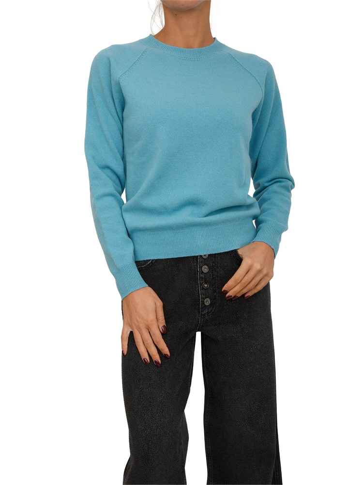 Maglia donna Fracomina  in misto cashmere e lana azzurra