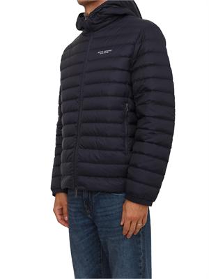 Piumino blu Armani Exchange fullzip con cappuccio in UOMO