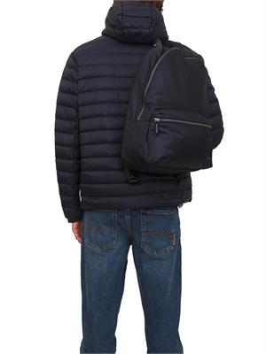 Piumino blu Armani Exchange fullzip con cappuccio in UOMO