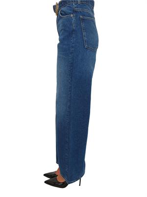 TWIN-SET Jeans ampi Twinset in denim medio con cintura e maxi fibbia in DONNA
