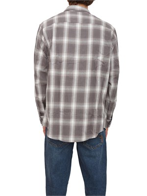 Camicia Armani Exchange regular fit in cotone spazzolato con fantasia check grigia in UOMO