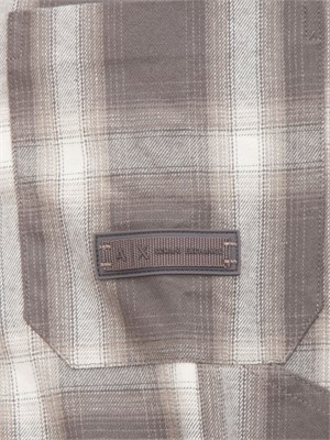 Camicia Armani Exchange regular fit in cotone spazzolato con fantasia check grigia in UOMO