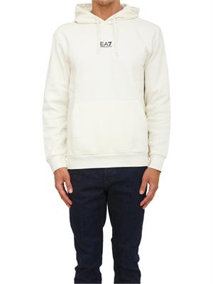 EA7 EMPORIO ARMANI Felpa avorio EA7 con cappuccio Core Identity in misto cotone in UOMO