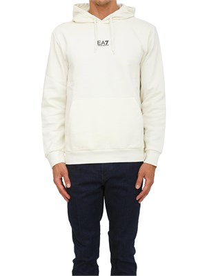 EA7 EMPORIO ARMANI Felpa avorio EA7 con cappuccio Core Identity in misto cotone in UOMO