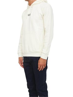 EA7 EMPORIO ARMANI Felpa avorio EA7 con cappuccio Core Identity in misto cotone in UOMO