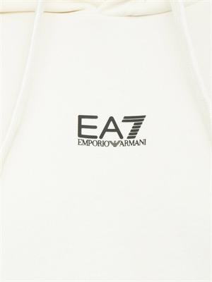 EA7 EMPORIO ARMANI Felpa avorio EA7 con cappuccio Core Identity in misto cotone in UOMO