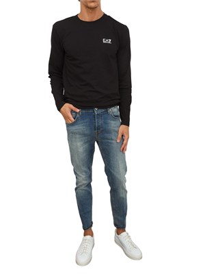 EA7 EMPORIO ARMANI T-shirt nero Ea7 a maniche lunghe in jersey stretch in UOMO