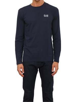 EA7 EMPORIO ARMANI T-shirt blu Ea7 a maniche lunghe in jersey stretch in UOMO