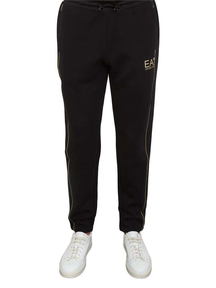 EA7 EMPORIO ARMANI Pantaloni jogger NERO ea7 Gold Label in misto viscosa