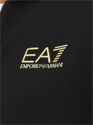 EA7 EMPORIO ARMANI Felpa con cappuccio nero EA7 Gold Label in misto viscosa in UOMO